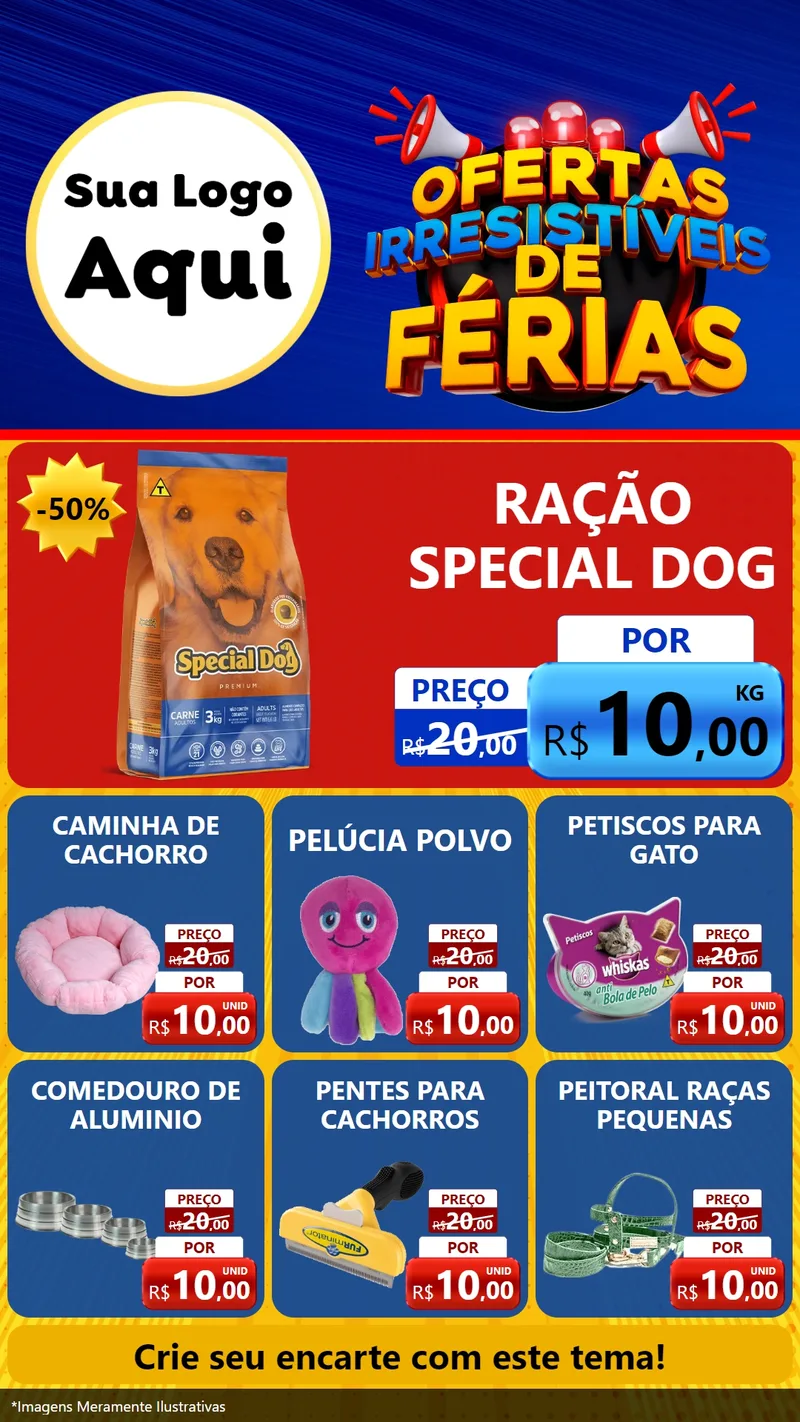 Modelo de Rede Social para Stories com o tema Ofertas Irresistíveis de Férias para Pet Shop