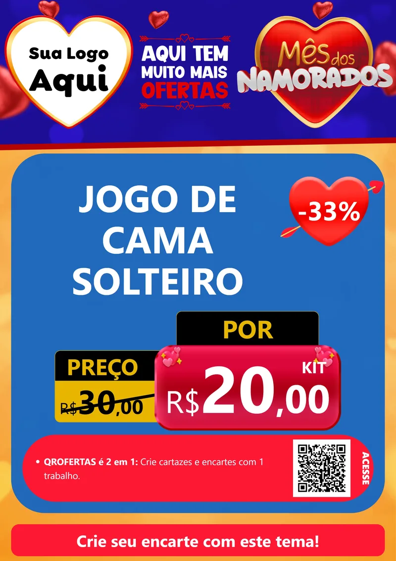 Modelo de Cartaz para Cartaz A4 Vertical com o tema Mês dos Namorados para Cama, Mesa e Banho