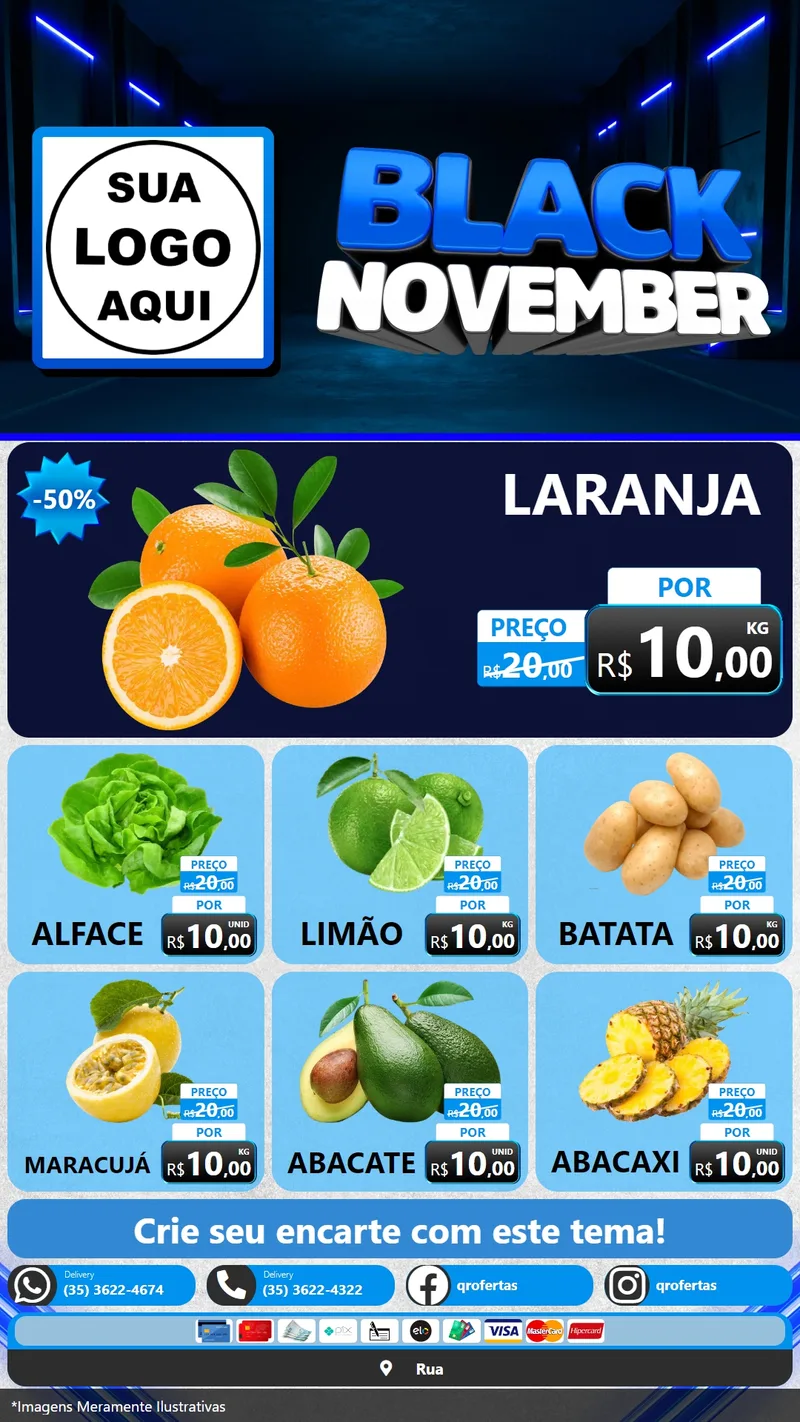Modelo de Rede Social para Stories com o tema Black November para Hortifrúti