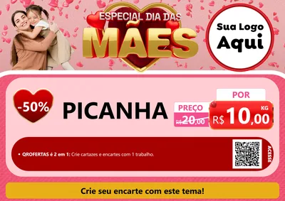 Modelo de Cartaz para Cartaz A4 Horizontal com o tema Especial Dia Das Mães para Açougue