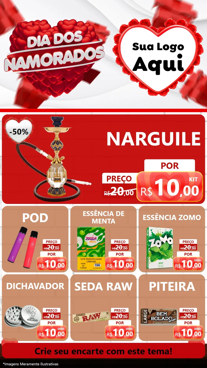 Modelo de Rede Social para Stories com o tema Dia dos Namorados para Tabacaria