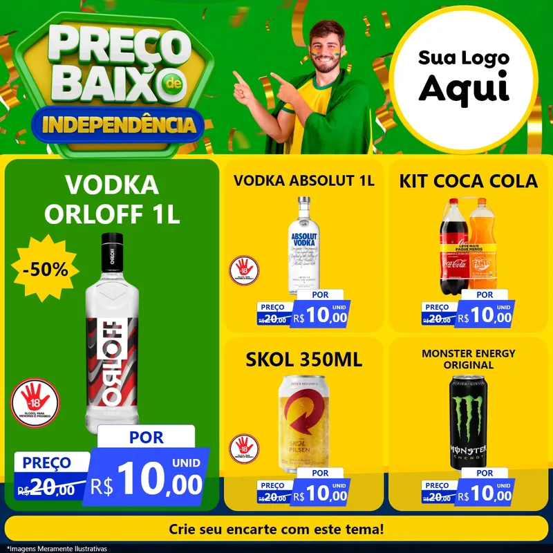 Modelo de Rede Social para Feed Facebook com o tema Preço Baixo de Independência para Distribuidora de bebidas