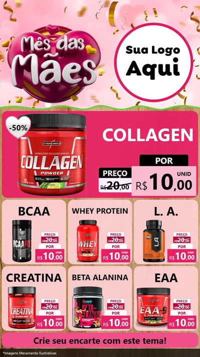 Modelo de Rede Social para Stories com o tema Mês das Mães para Suplementos alimentares