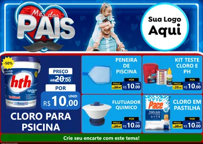 Modelo de Encarte para Encarte A4 Horizontal com o tema Mês Dos Pais para Produtos para Piscina