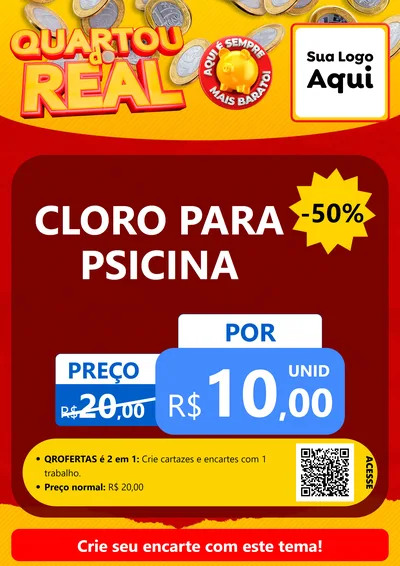 Modelo de Cartaz para Cartaz A4 Vertical com o tema Quartou do Real para Produtos para Piscina