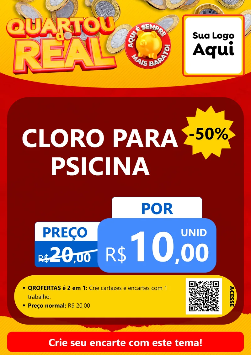 Modelo de Cartaz para Cartaz A4 Vertical com o tema Quartou do Real para Produtos para Piscina