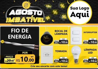 Modelo de Encarte para Encarte A4 Horizontal com o tema Agosto Imbatível para Materiais Elétricos