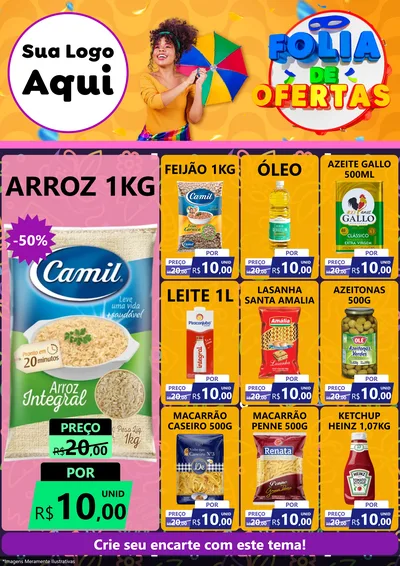 Modelo de Encarte para Encarte A4 Vertical com o tema Folia de Ofertas para Supermercado