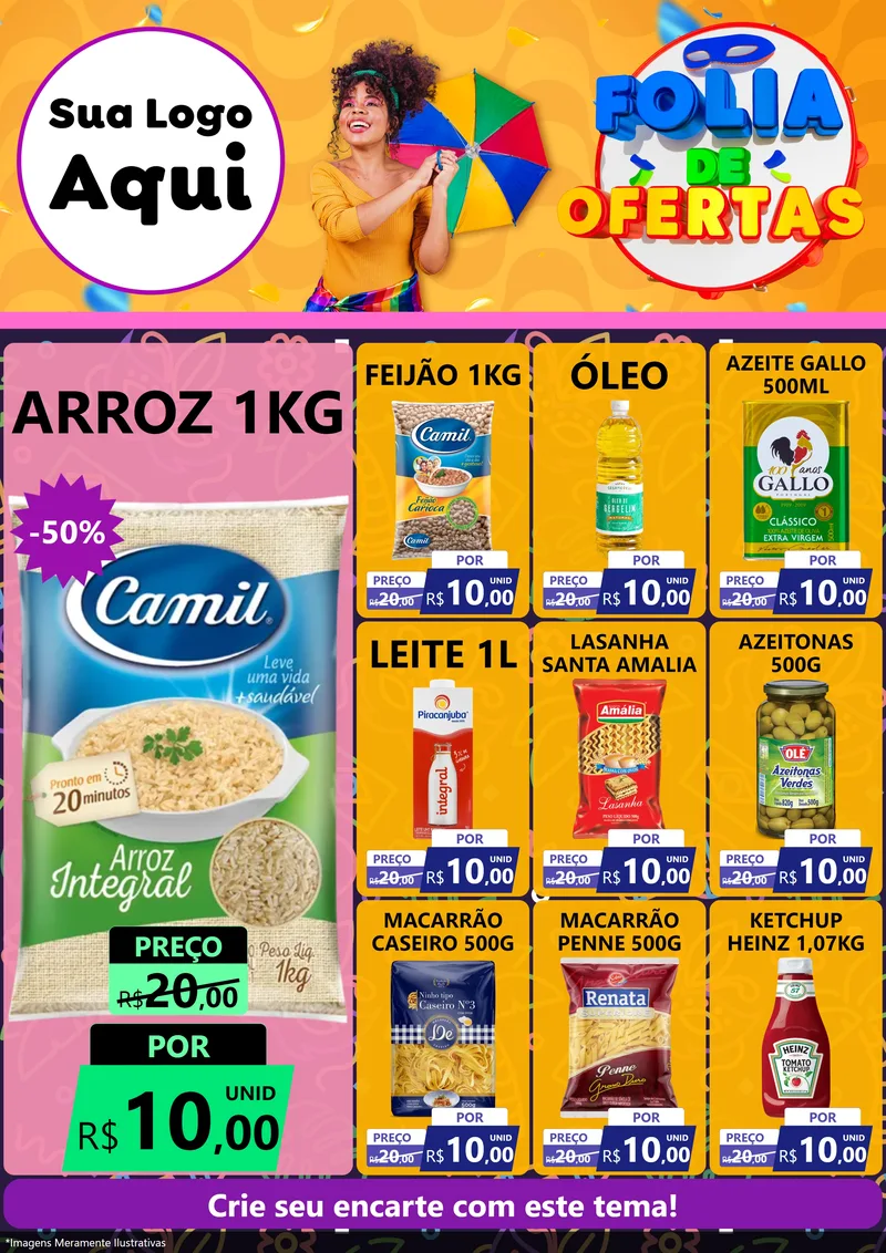 Modelo de Encarte para Encarte A4 Vertical com o tema Folia de Ofertas para Supermercado