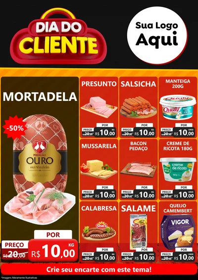 Modelo de Encarte para Encarte A4 Vertical com o tema Dia do Cliente para Frios e Laticínios