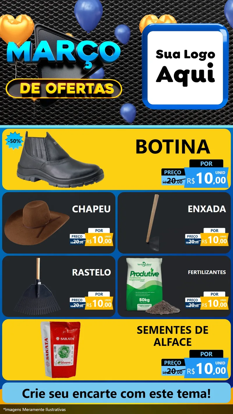 Modelo de TV para TV Vertical com o tema Março de Ofertas para Agropecuária