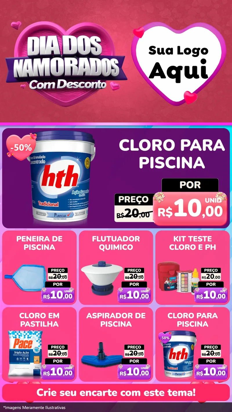 Modelo de Rede Social para Stories com o tema Dia Dos Namorados Com Desconto para Produtos para Piscina