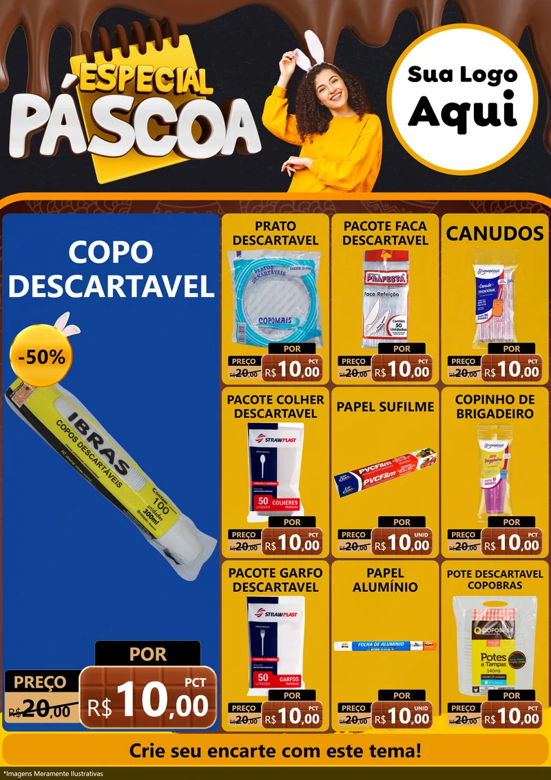 Modelo de Encarte para Encarte A4 Vertical com o tema Especial Páscoa para Embalagens