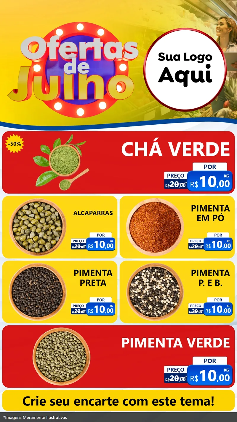 Modelo de TV para TV Vertical com o tema Ofertas de Julho para Produtos Naturais