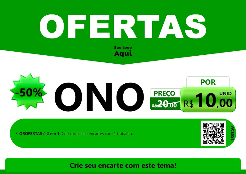 Modelo de Cartaz para Cartaz A4 Horizontal com o tema Ofertas Verde Cartaz para Óticas