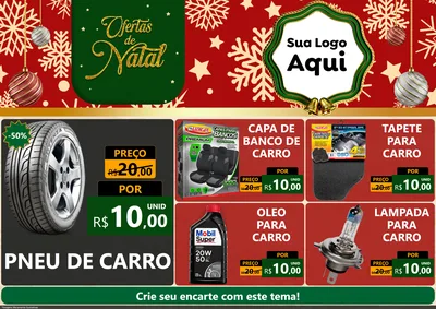 Modelo de Encarte para Encarte A4 Horizontal com o tema Natal de Ofertas para Auto peças