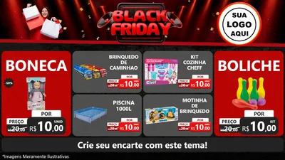 Modelo de TV para TV Horizontal com o tema Black Friday para Brinquedos