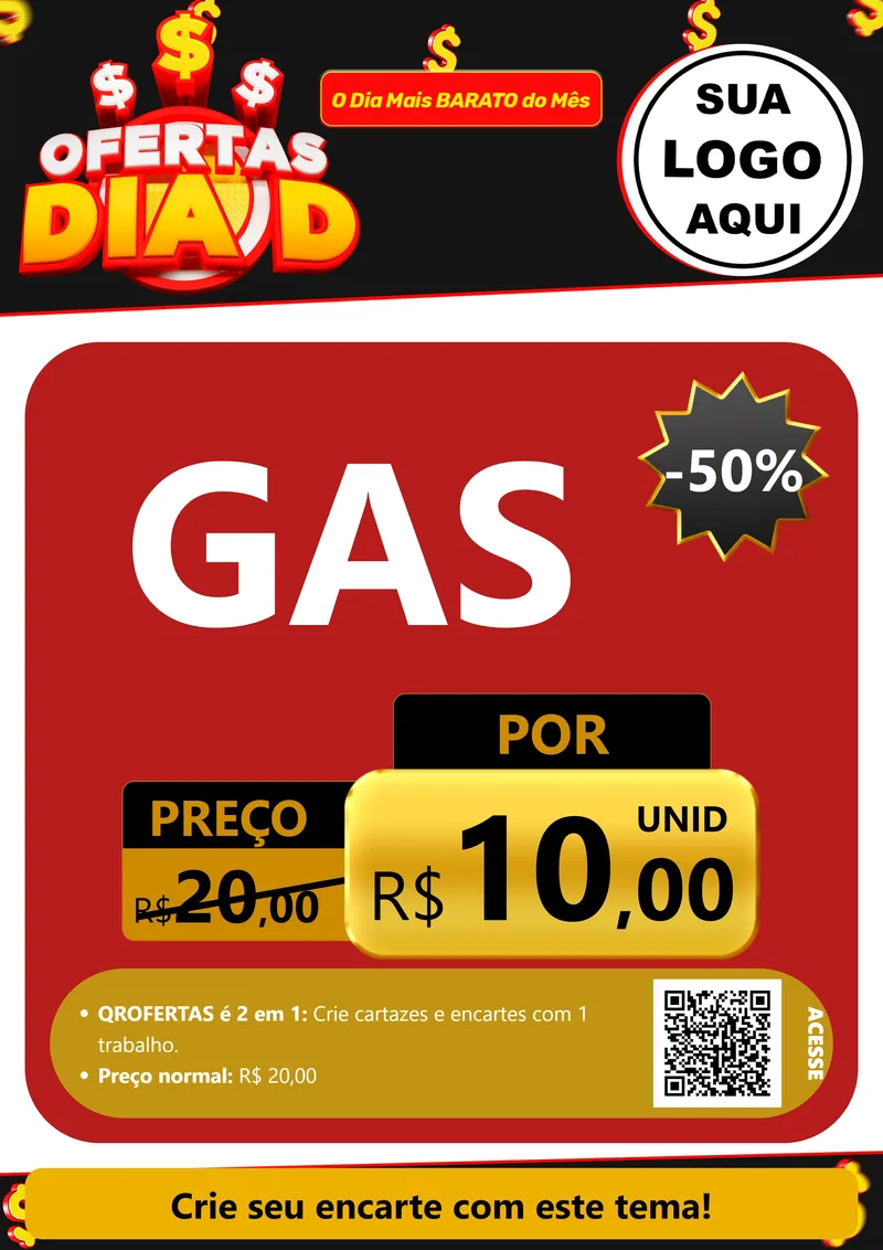 Modelo de Cartaz para Cartaz A4 Vertical com o tema Ofertas Dia D para Água e gás