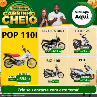 Modelo de Rede Social para Feed Facebook com o tema Carrinho Cheio para Concessionaria de Motos