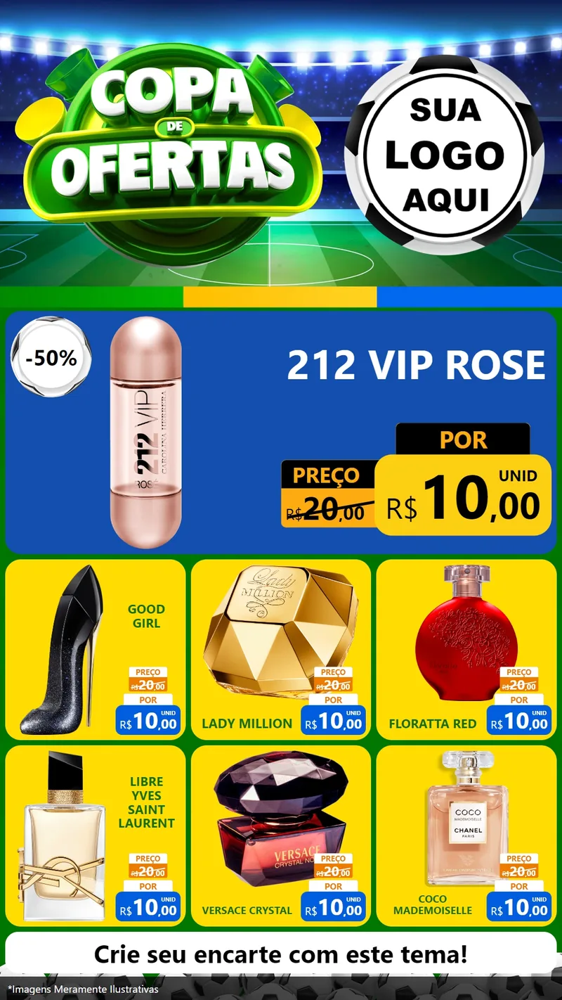 Modelo de Rede Social para Stories com o tema Copa de Ofertas para Perfumes