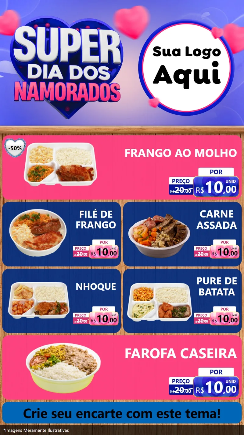 Modelo de TV para TV Vertical com o tema Super Dia dos Namorados para Restaurante