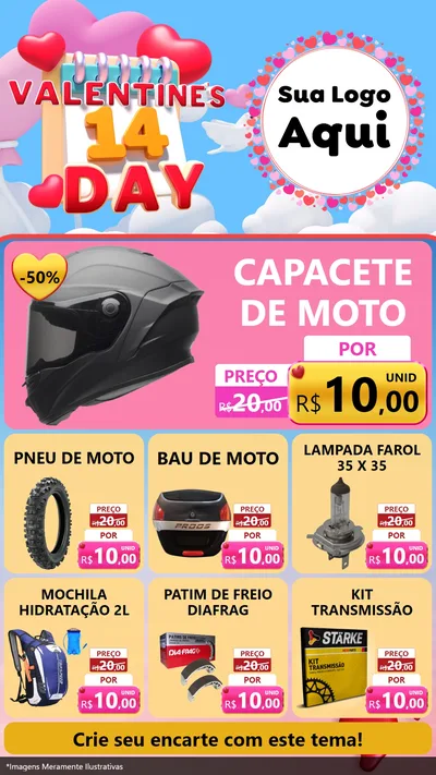 Modelo de Rede Social para Stories com o tema Valentine's Day para Moto peças