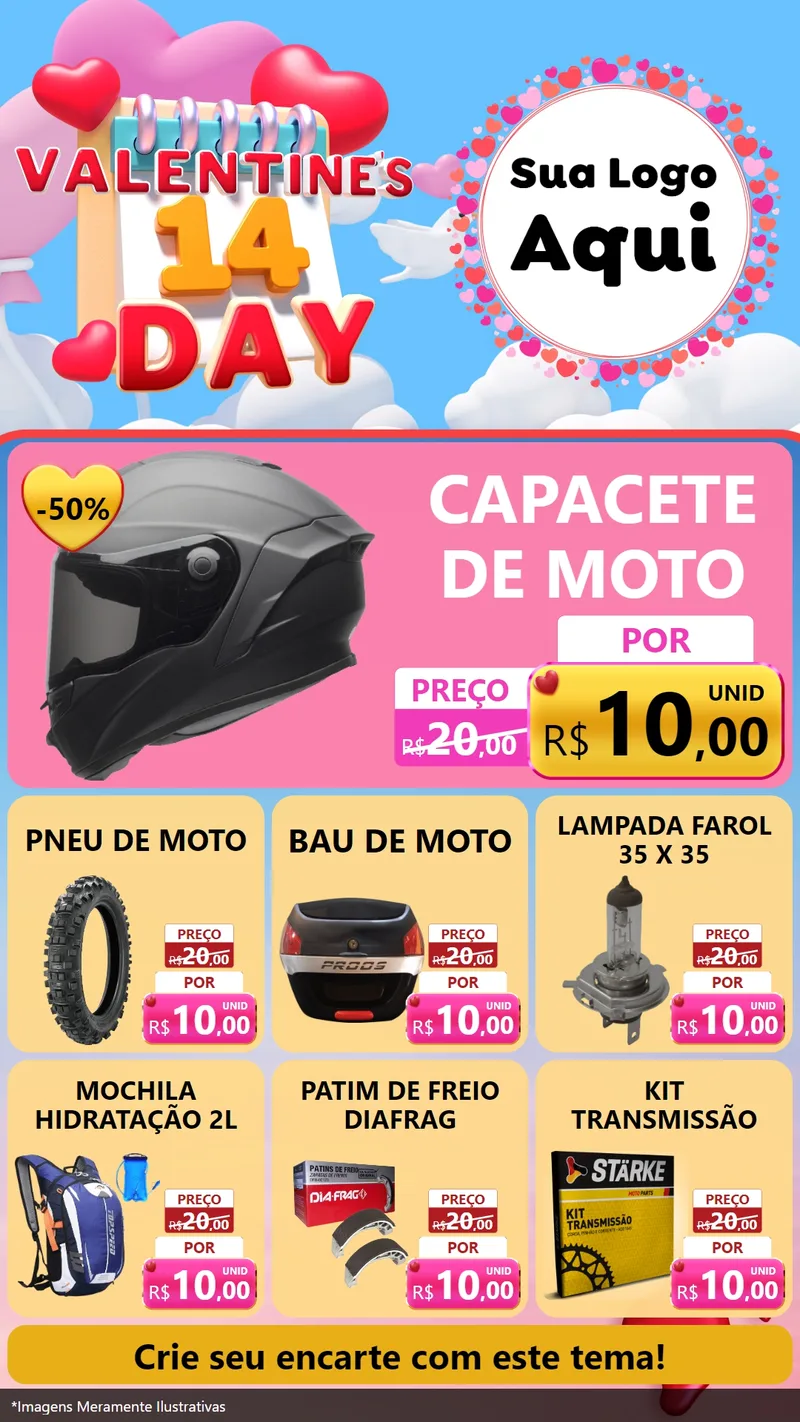 Modelo de Rede Social para Stories com o tema Valentine's Day para Moto peças
