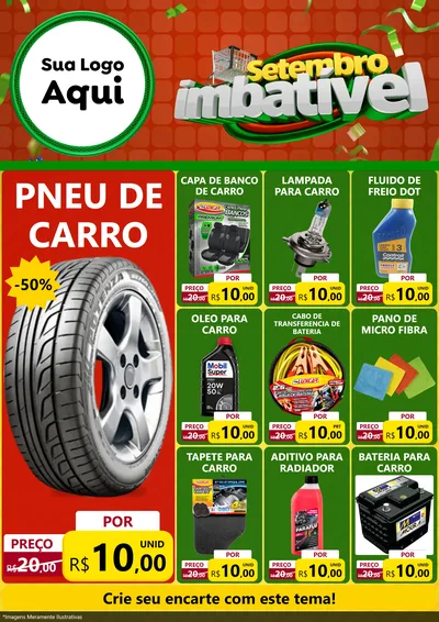 Modelo de Encarte para Encarte A4 Vertical com o tema Setembro Imbatível para Auto peças