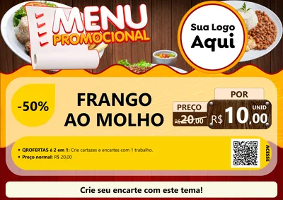 Modelo de Cartaz para Cartaz A4 Horizontal com o tema Menu Promocional para Restaurante