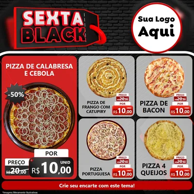 Modelo de Rede Social para Feed Facebook com o tema Sexta Black para Pizzaria