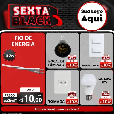 Modelo de Rede Social para Feed Facebook com o tema Sexta Black para Materiais Elétricos