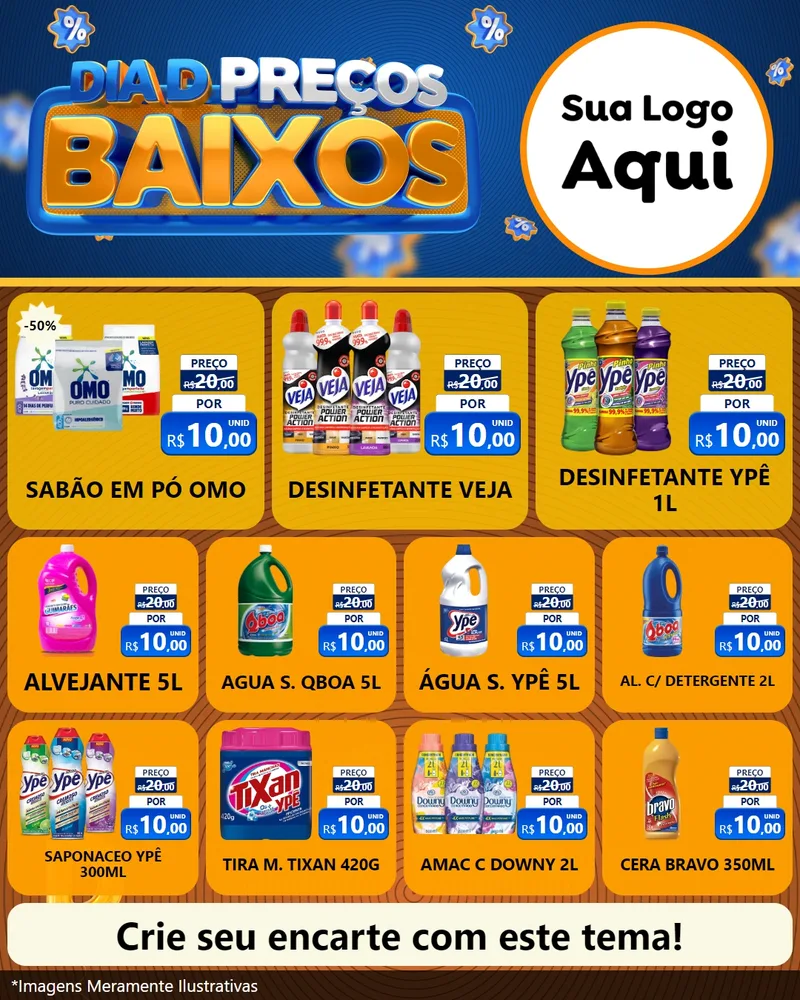 Modelo de Rede Social para Feed Instagram com o tema Dia D Preço Baixo para Produtos de Limpeza