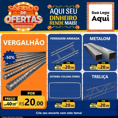 Modelo de Rede Social para Feed Facebook com o tema Sábado de Ofertas Imperdíveis para Ferragens