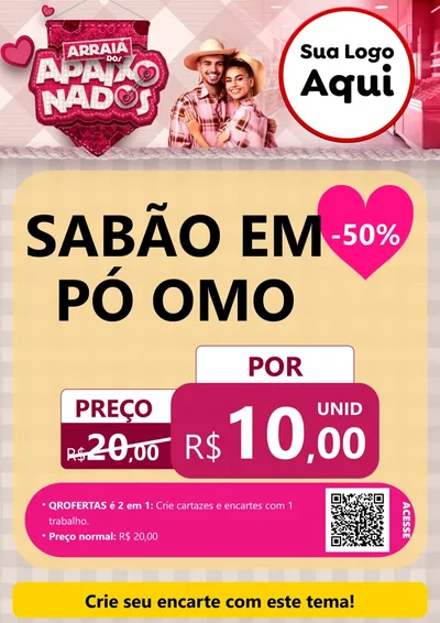 Modelo de Cartaz para Cartaz A4 Vertical com o tema Arraiá dos Apaixonados - Junina para Produtos de Limpeza