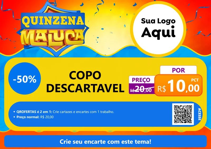 Modelo de Cartaz para Cartaz A4 Horizontal com o tema Quinzena Maluca para Embalagens