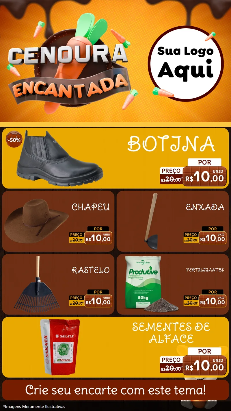 Modelo de TV para TV Vertical com o tema Cenoura Encantada - Páscoa para Agropecuária