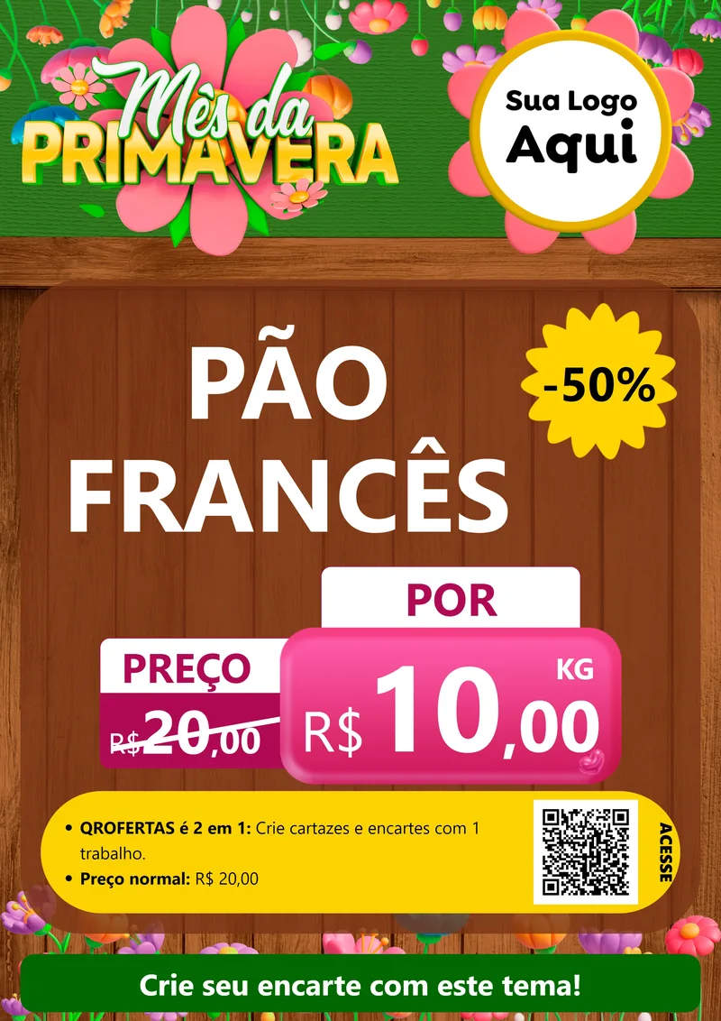 Modelo de Cartaz para Cartaz A4 Vertical com o tema Mês da Primavera para Padaria