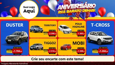Modelo de TV para TV Horizontal com o tema Aniversário para Concessionaria de Carros