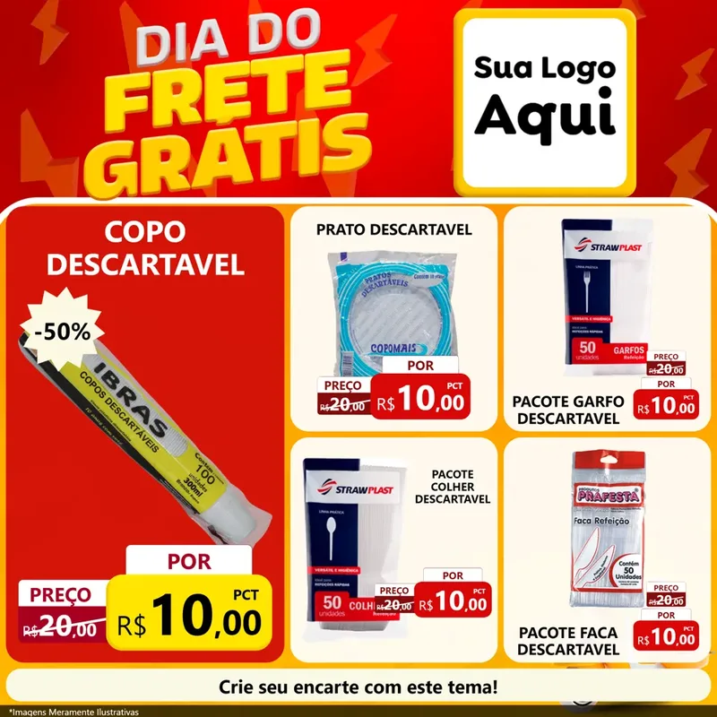 Modelo de Rede Social para Feed Facebook com o tema Dia do Frete Grátis para Embalagens