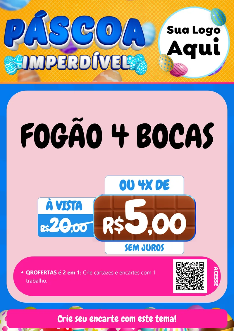 Modelo de Cartaz para Cartaz A4 Vertical com o tema Páscoa Imperdível para Móveis e Eletro