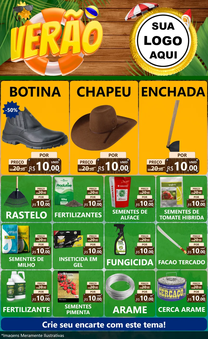 Modelo de Encarte para Encarte Grande com o tema Verão para Agropecuária