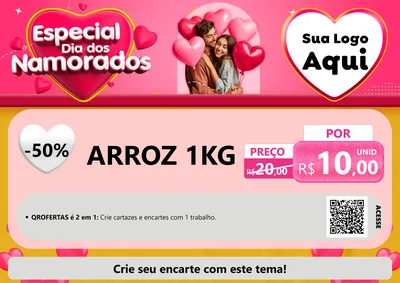 Modelo de Cartaz para Cartaz A4 Horizontal com o tema Especial Dia dos Namorados para Supermercado