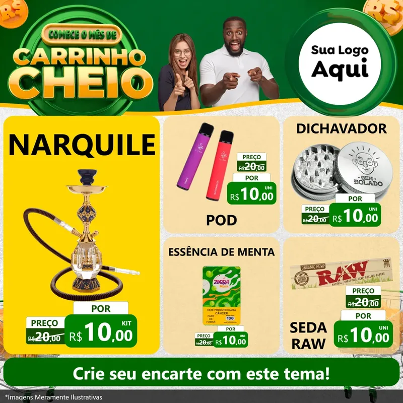 Modelo de Rede Social para Feed Facebook com o tema Carrinho Cheio para Tabacaria