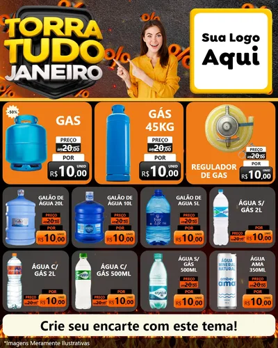 Modelo de Rede Social para Feed Instagram com o tema Torra Tudo Janeiro para Água e gás