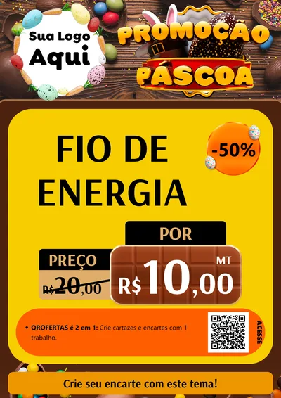 Modelo de Cartaz para Cartaz A4 Vertical com o tema Promoção Páscoa para Materiais Elétricos