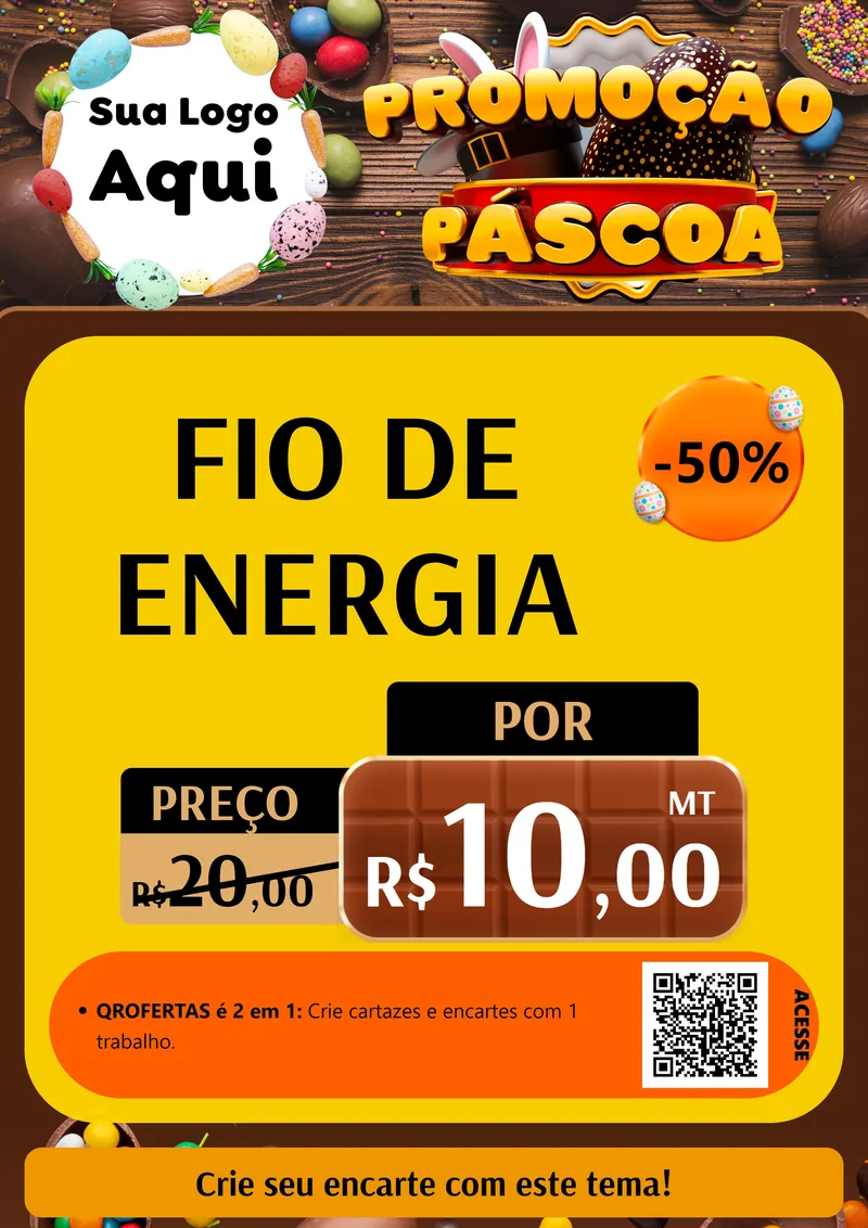 Modelo de Cartaz para Cartaz A4 Vertical com o tema Promoção Páscoa para Materiais Elétricos
