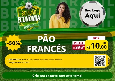 Modelo de Cartaz para Cartaz A4 Horizontal com o tema Seleção de Economia - Copa para Padaria