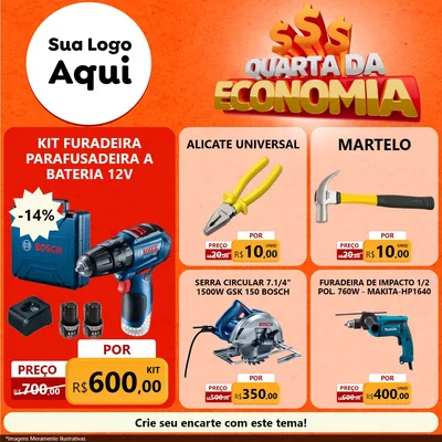 Modelo de Rede Social para Feed Facebook com o tema Quarta da Economia para Maquinas e Ferramentas