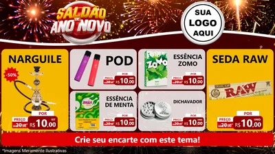 Modelo de TV para TV Horizontal com o tema Saldão de Ano Novo para Tabacaria