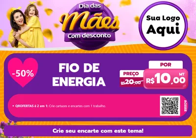 Modelo de Cartaz para Cartaz A4 Horizontal com o tema Dia das Mães com Desconto para Materiais Elétricos